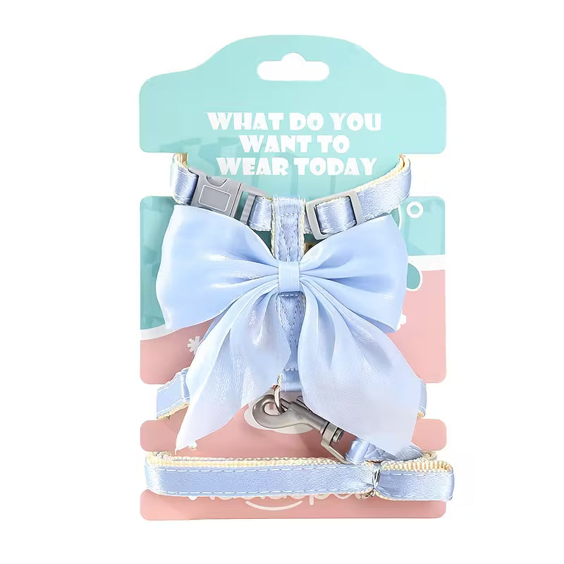 Bow Design Cat Chest Harness and Leash Set