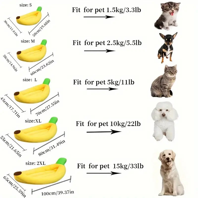 Yellow Banana Shaped Boat Pet Bed