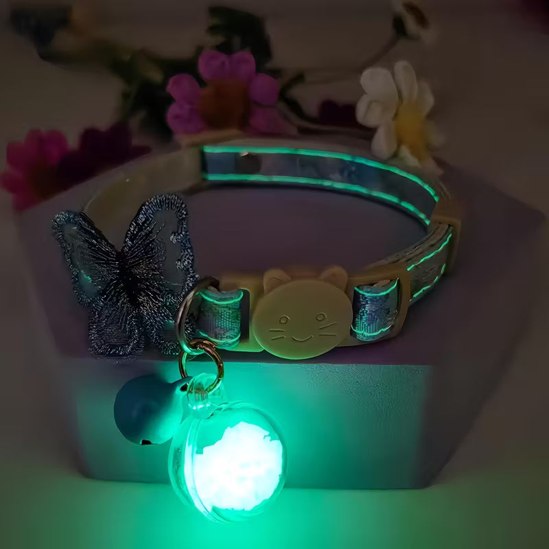 Pastel Floral & Butterfly Glow In The Dark Pet Collar