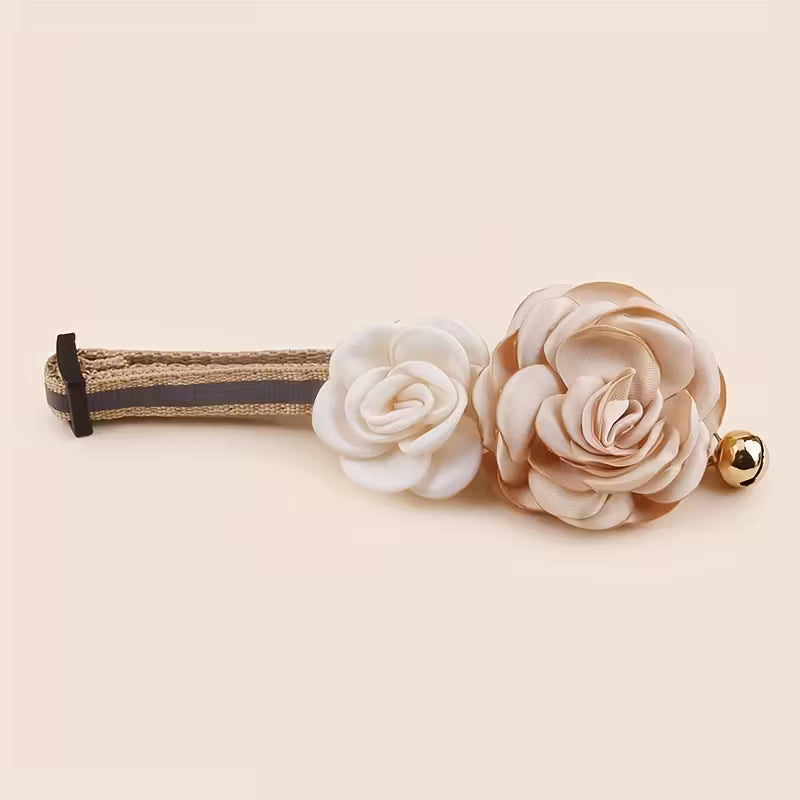 Elegant Polyester Double Rose Flower Pet Collar