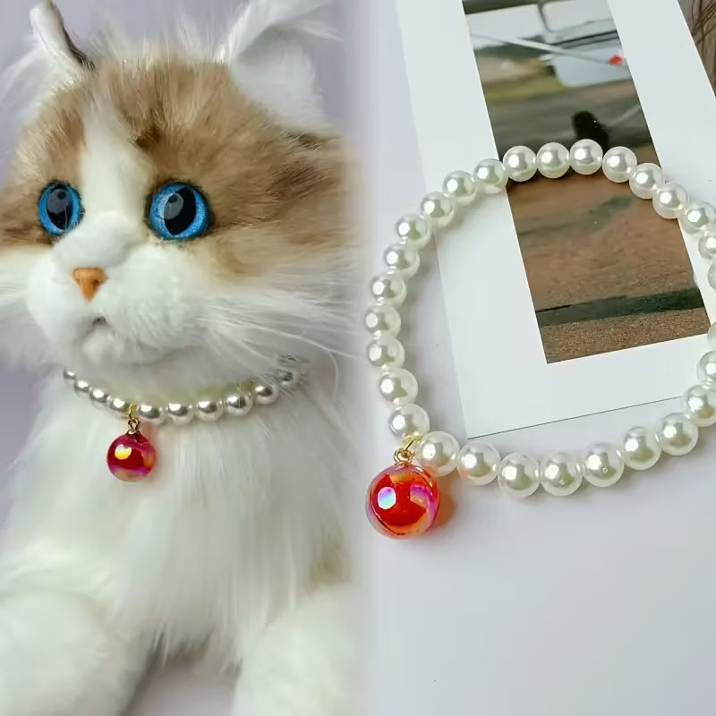Pearl cat collar with pendant