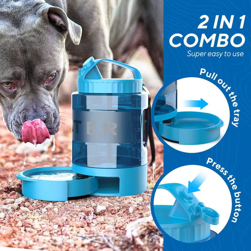 Portable Dog Water Bottle with Built-In Bowl
