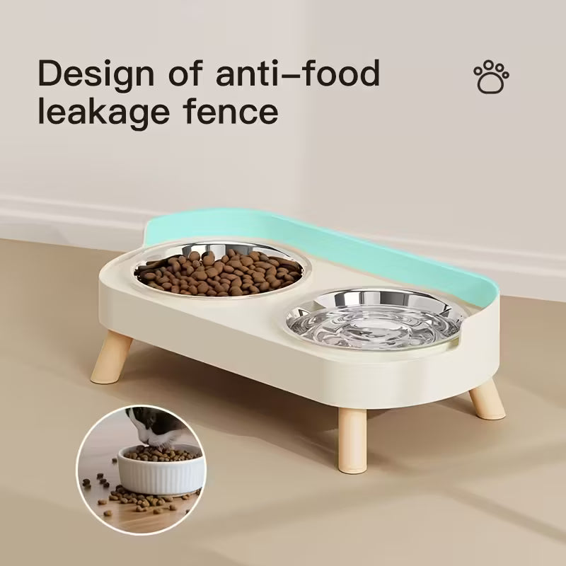 Dual Bowl White Pet Feeder