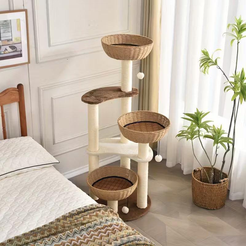 Luxury Modern Basket Cat Condo Tree Tower