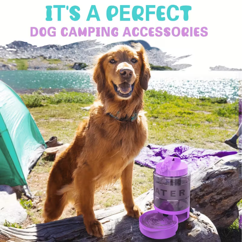 Portable Dog Water Bottle with Built-In Bowl