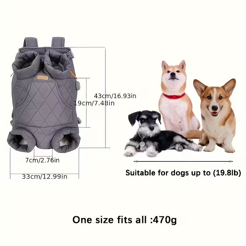 Adjustable Quilted Pet Carrier Backpack for Small to Medium Dogs