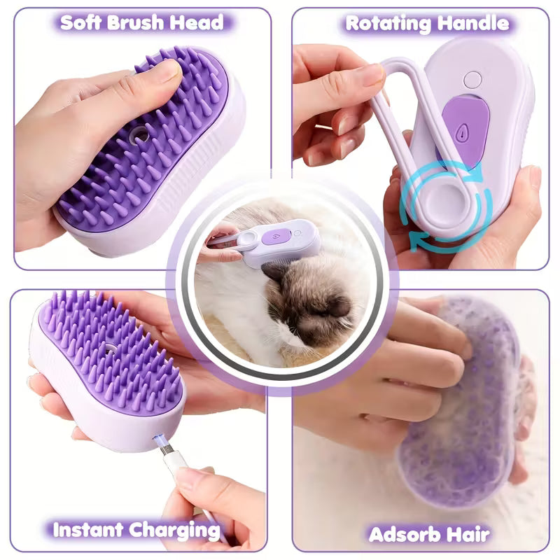 Pet Spritz Comb 3-In-1 Cat Steam Brush Assorted