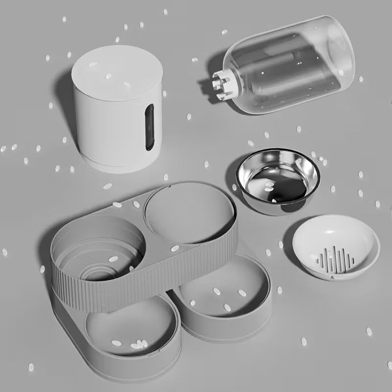 Automatic Pet Feeder Bowl Cat Water Dispenser Combo