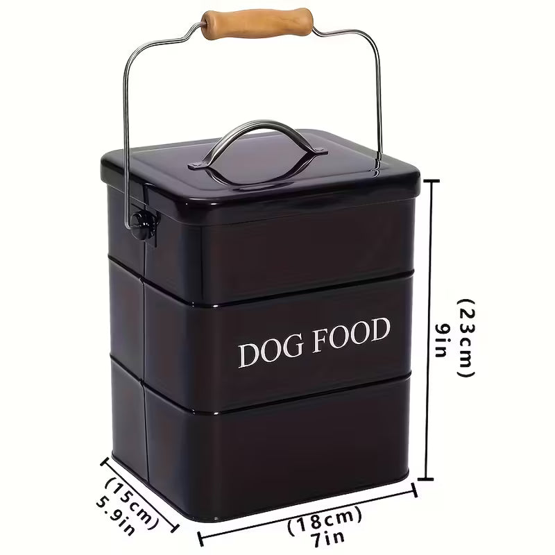 Metal Dog Food Storage Container with Airtight Lid & Spoon