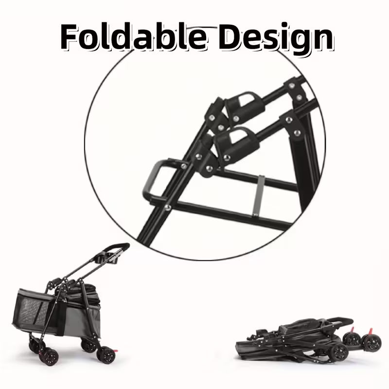 3-in-1 Premium Foldable Pet Stroller for Small Dogs & Cats