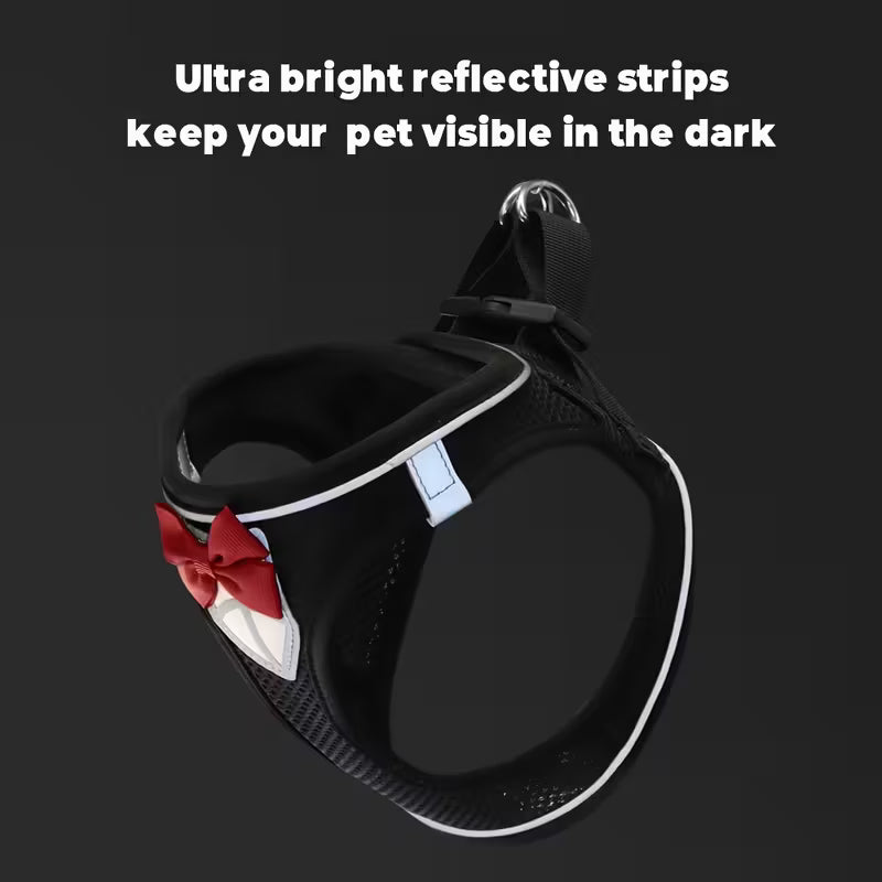 Cat Harness with Bowtie and Leash Set