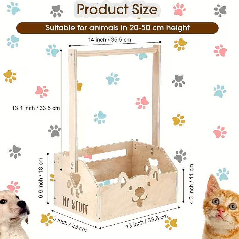 Wooden Pet Closet Organizer with Hanging Rack and Storage Box