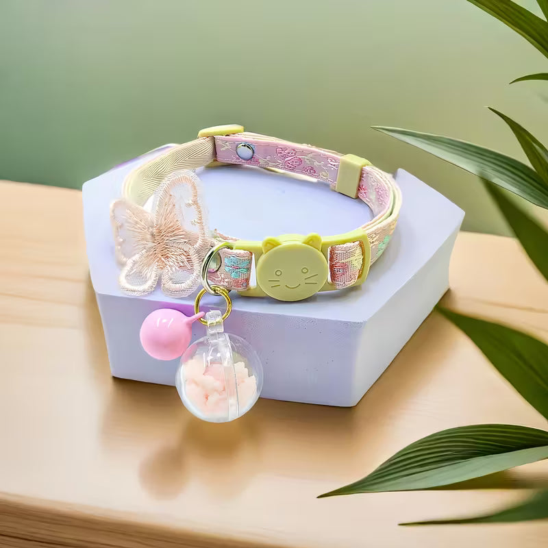 Pastel Floral & Butterfly Glow In The Dark Pet Collar