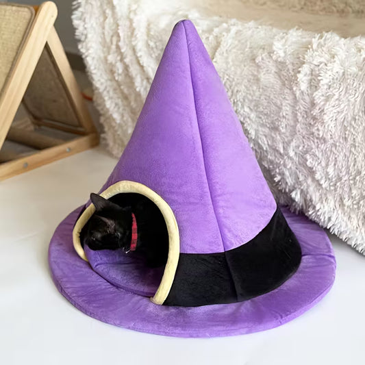 Witch Hat Purple Cat Pet Bed