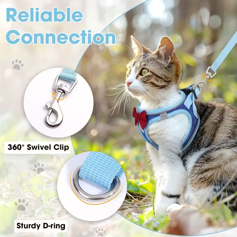 Cat Harness with Bowtie and Leash Set