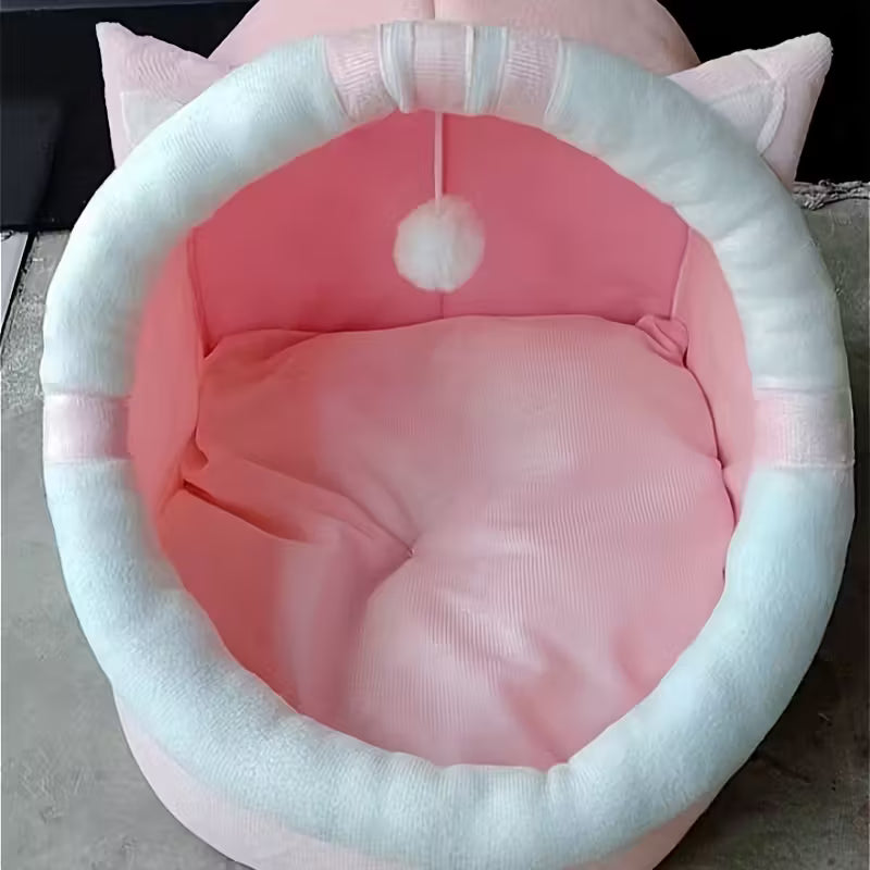 Cute Pink Cat Shaped Pet Bed