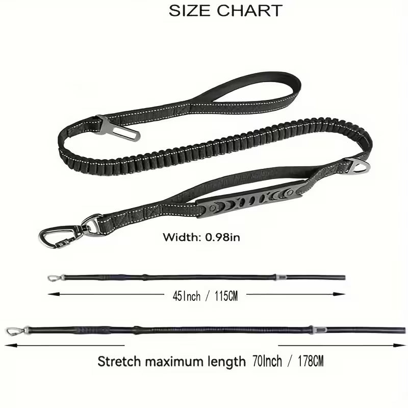 Elastic Shock-Absorbing Dog Leash with Poop Bag Holder