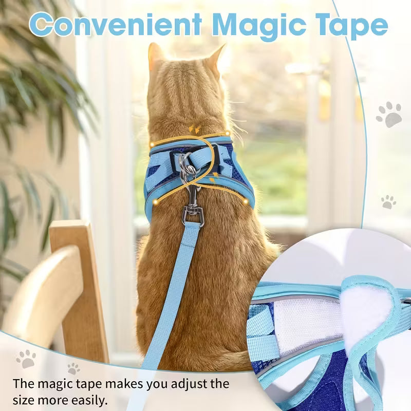 Cat Harness with Bowtie and Leash Set