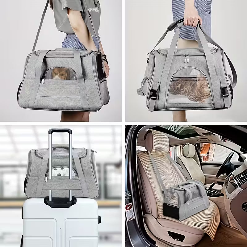 Portable Cat Carrier with Plush Mat