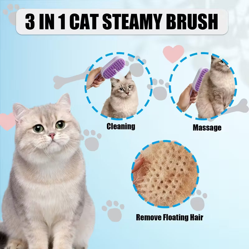 Pet Spritz Comb 3-In-1 Cat Steam Brush Assorted