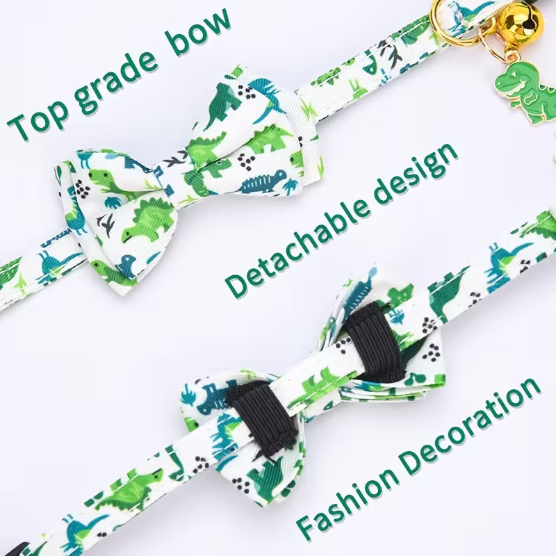 Cute Dinosaur Bowtie Pet Collar