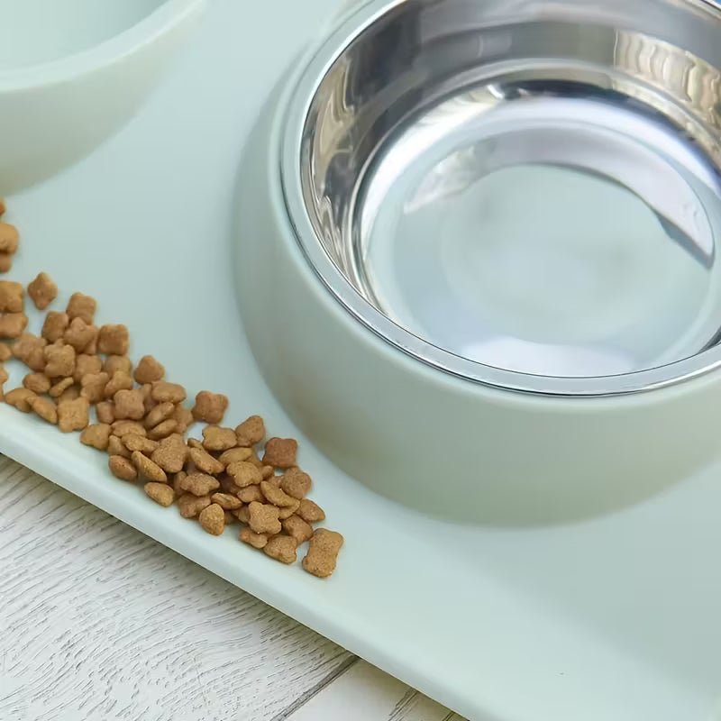 Double Stainless Steel Pink Pet Bowl