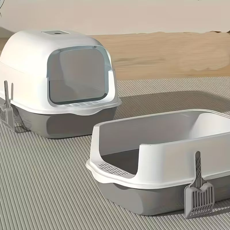 Heavy-Duty Plastic Enclosed Litter Box