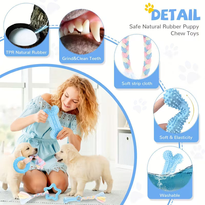 Cute Soft Rubber Pet Chew Toy Set of 9