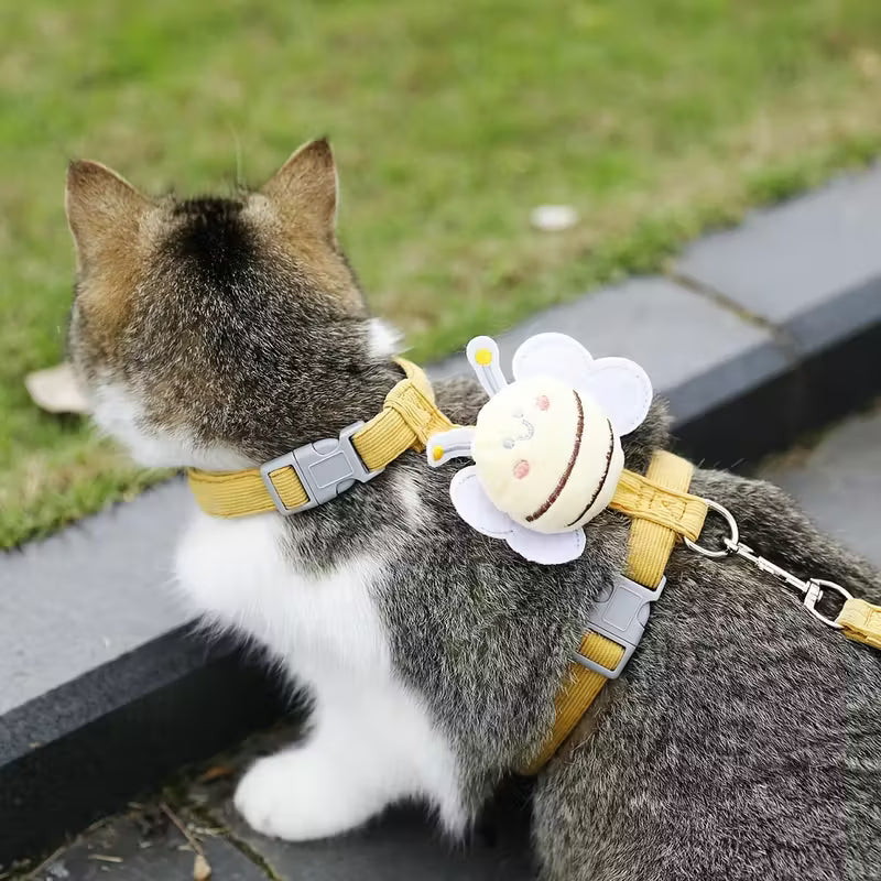 Cute Bee Cat Chest Harness and Leash Set