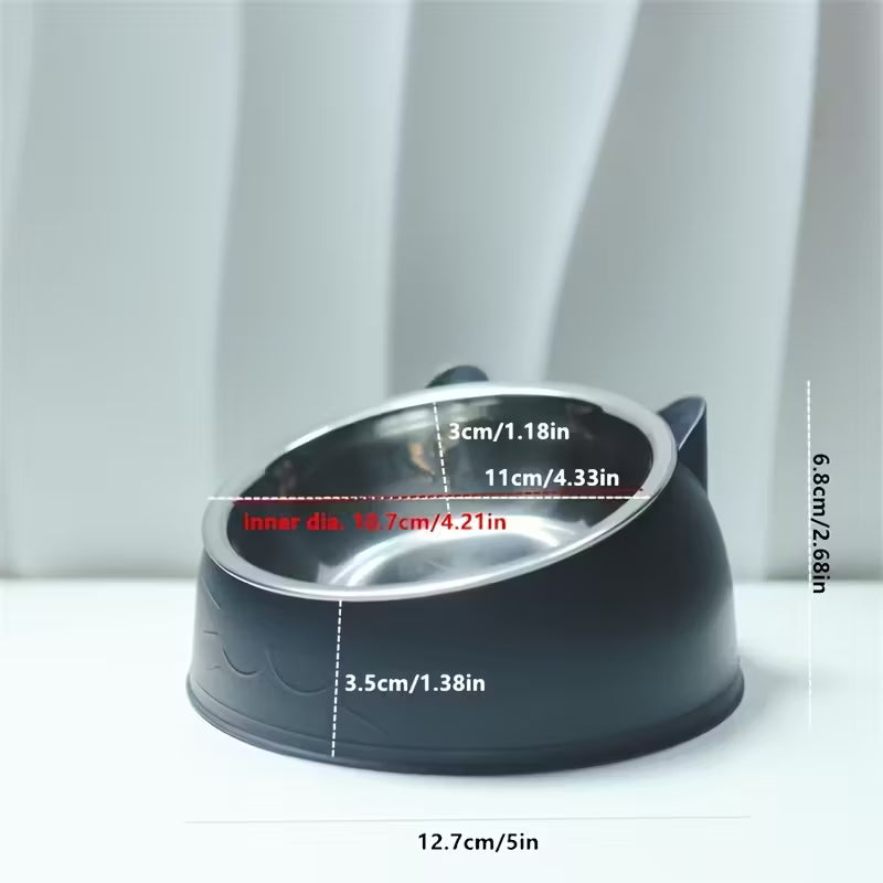 Elevated Stainless Steel Green Cat Bowl
