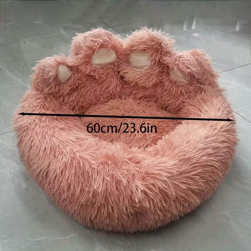 Plush Pink Pet Bed Paw Sofa
