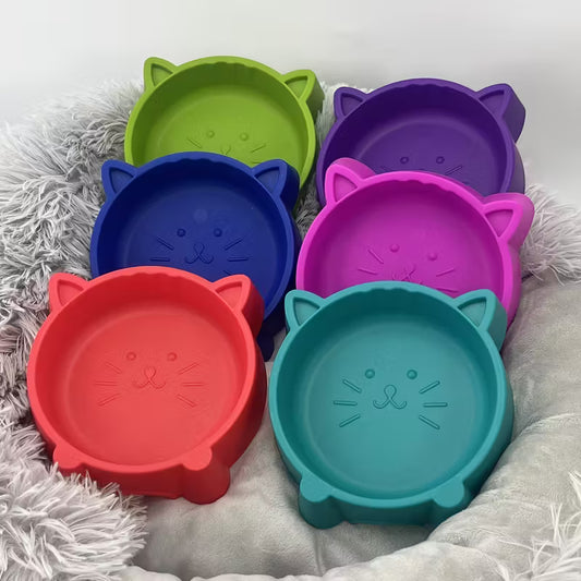 Colorful Plastic Cat Bowls Pack of 6