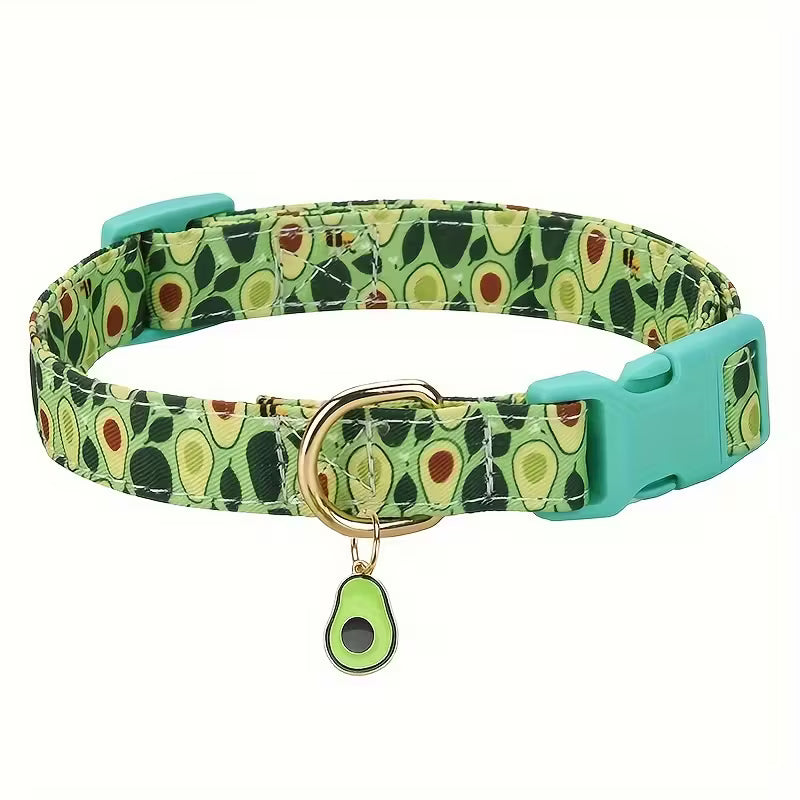 Fruit Print Pet Collar with Metal Pendant