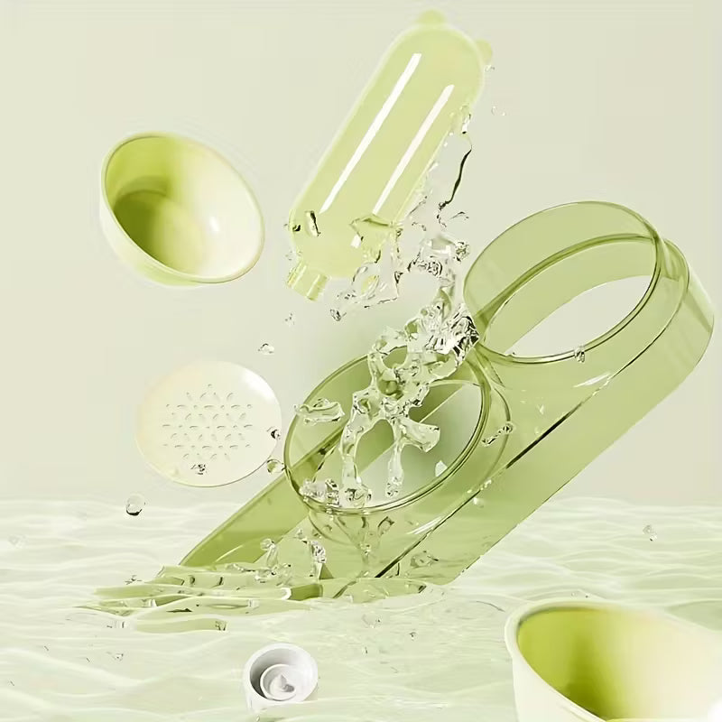 Transparent Green Cat Feeder & Water Dispenser Set