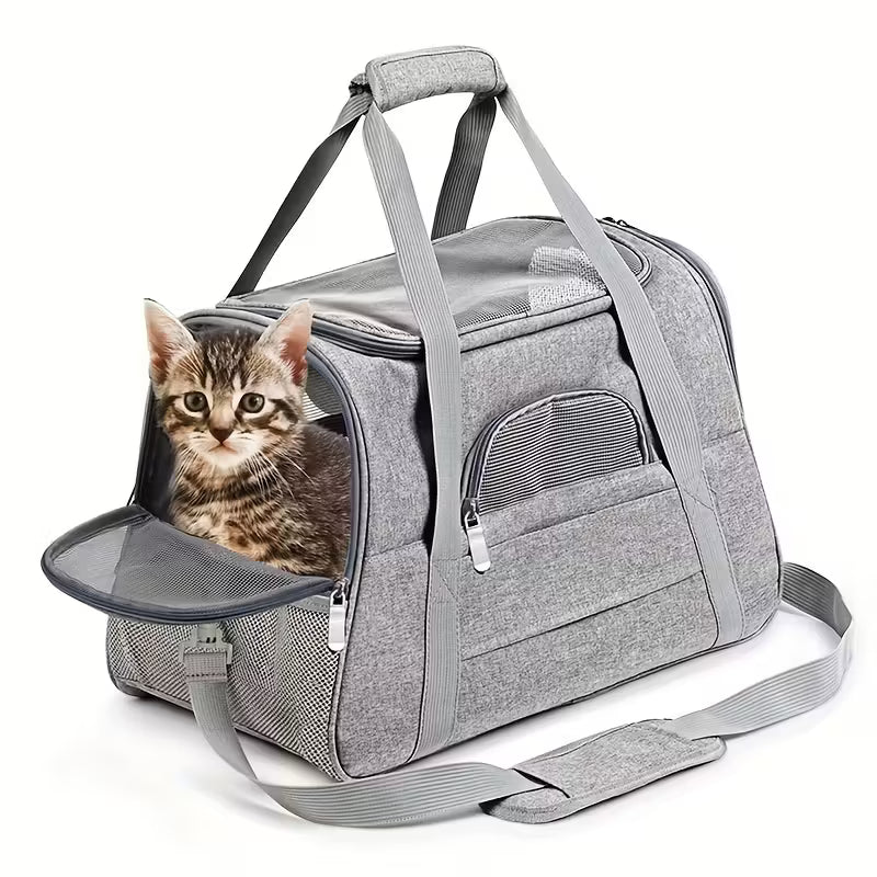 Portable Cat Carrier with Plush Mat