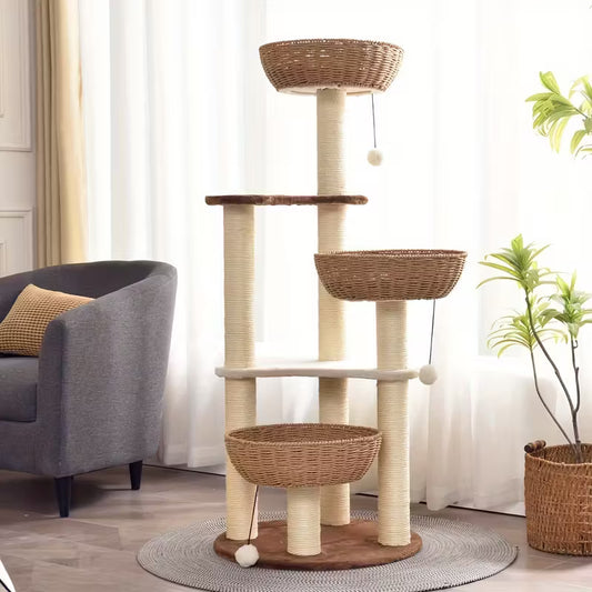 Luxury Modern Basket Cat Condo Tree Tower