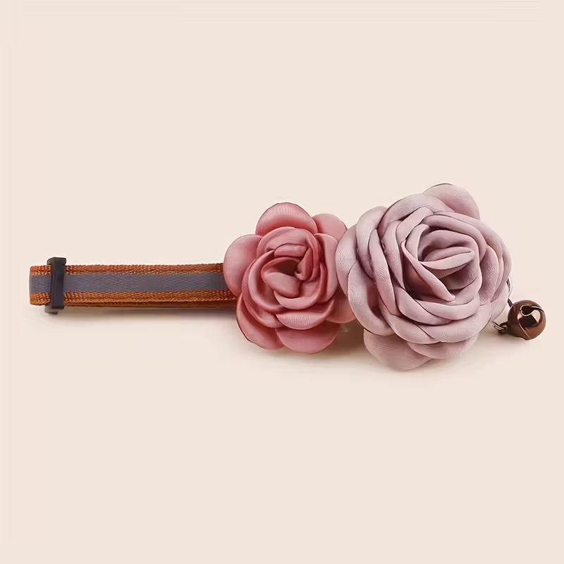 Elegant Polyester Double Rose Flower Pet Collar