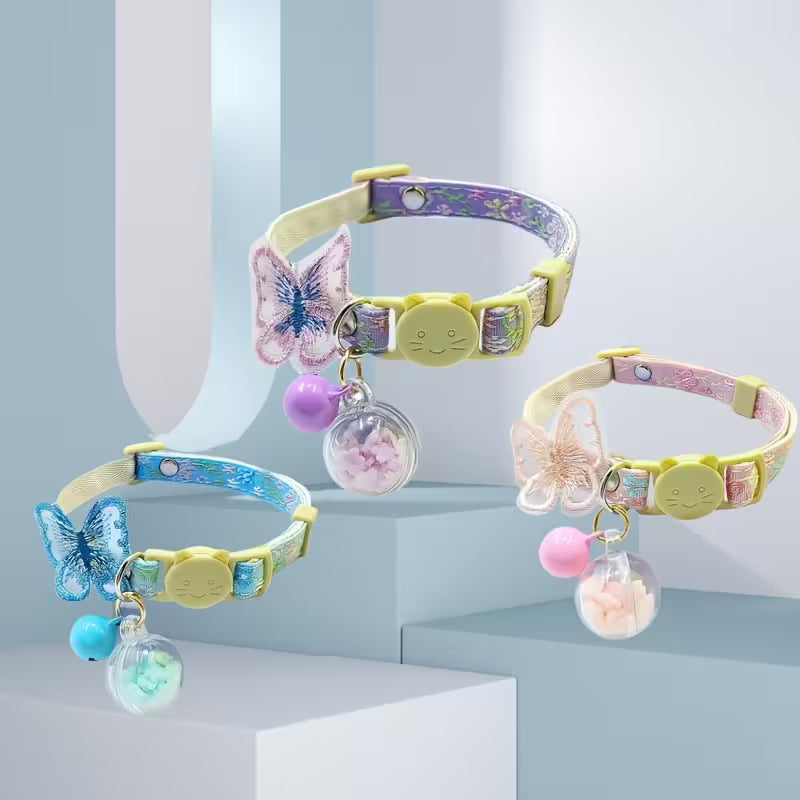 Pastel Floral & Butterfly Glow In The Dark Pet Collar