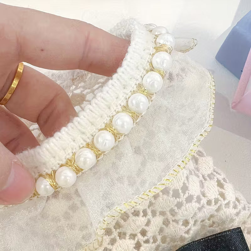 Pearl Wedding Dress for Pet with Floral Bow