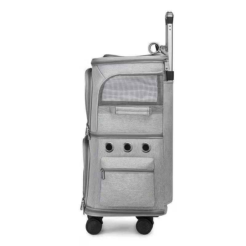 Double-Layer Pet Rolling Pet Carrier Backpack