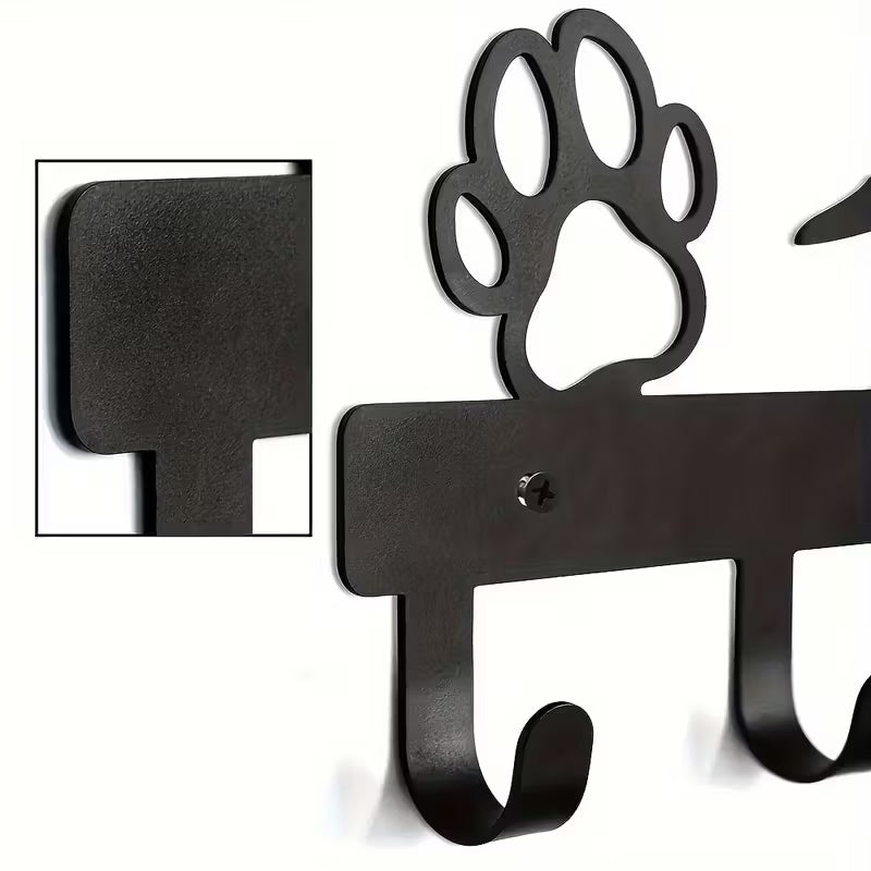 Metal Dog Leash Organizer with Paw Prints