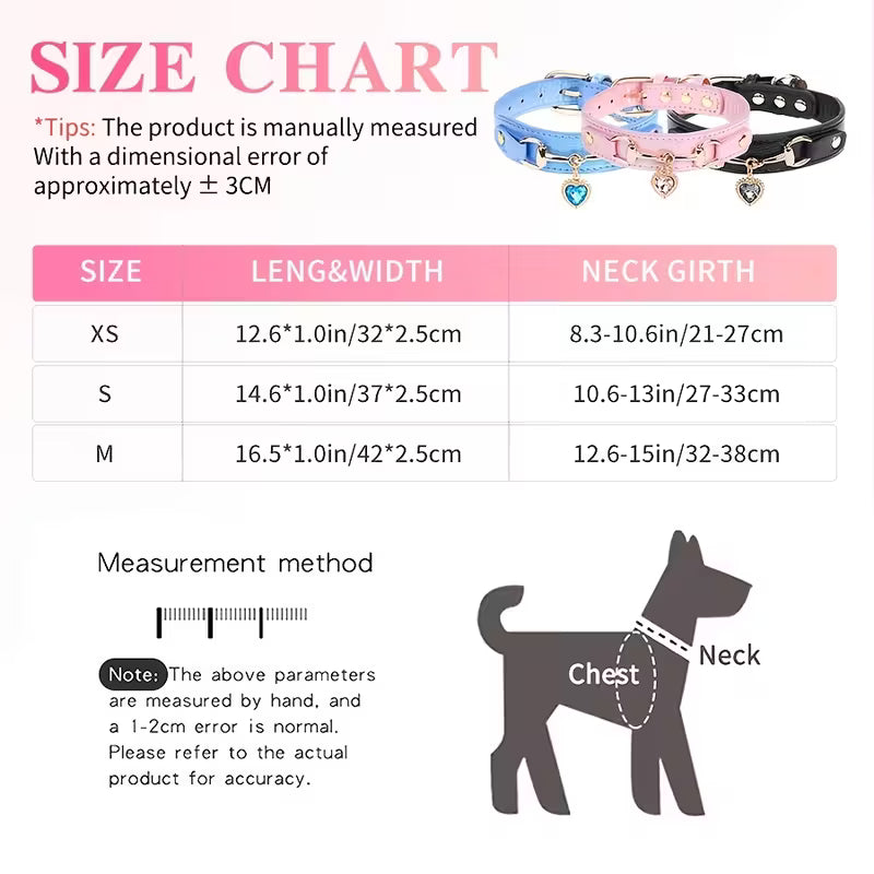 Love Heart Diamond Pet Collar