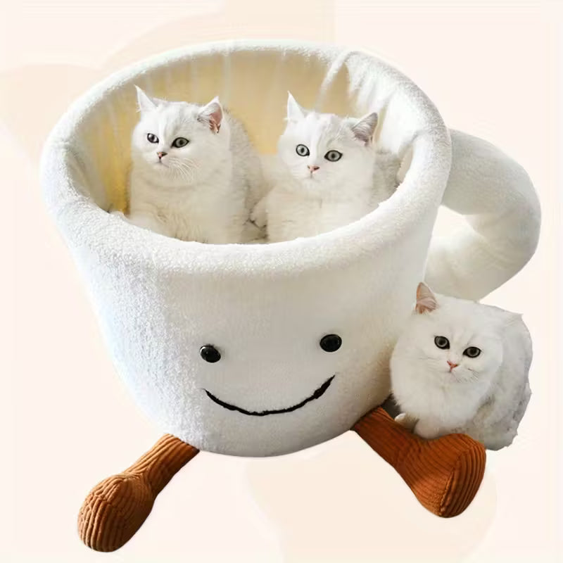 Coffee Cup Shaped Cozy Pet Bed