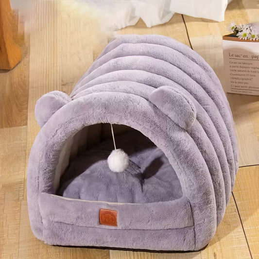 Cat House Grey Semi-Enclosed Pet Bed