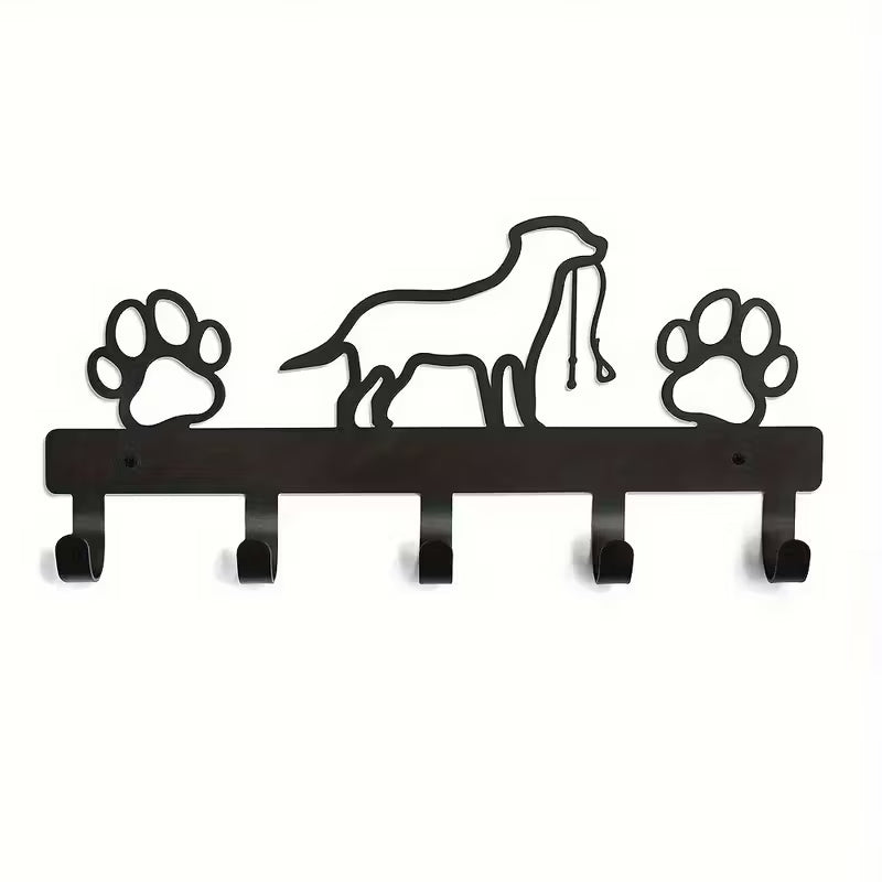 Metal Dog Leash Organizer with Paw Prints