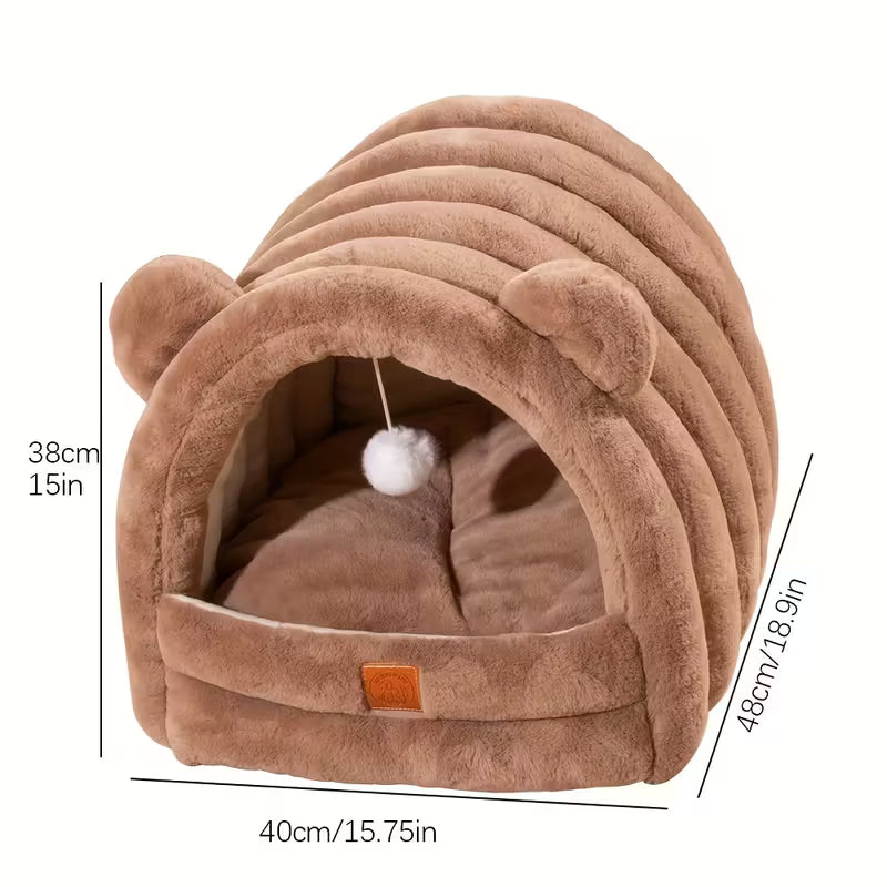 Cat House Grey Semi-Enclosed Pet Bed