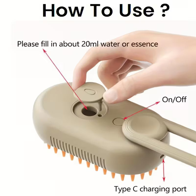 Pet Spritz Comb 3-In-1 Cat Steam Brush Assorted