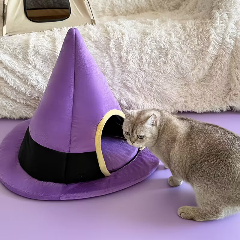 Witch Hat Purple Cat Pet Bed
