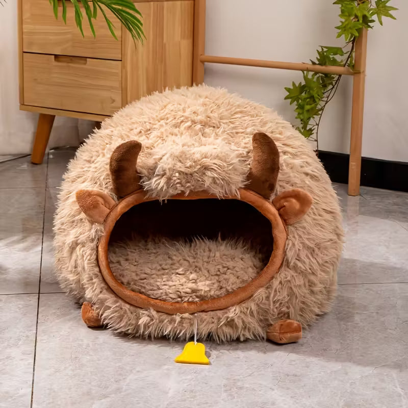 Yak Cow Shaped Cat Bed