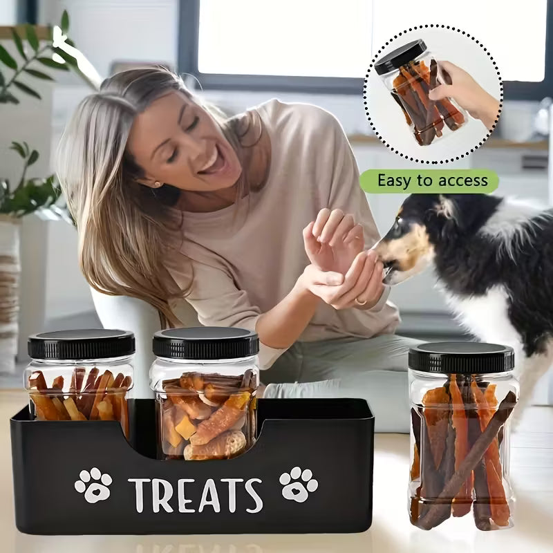 Pet Treat Storage Box Set with 3 Airtight Plastic Containers